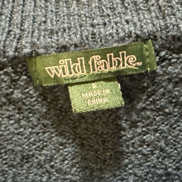 Wild Fable Green & Navy Striped Collared Sweater Top S Polyester/Cotton - Picture 3 of 4